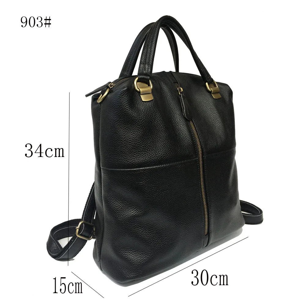 Genuine Leather Backpack with Anti-Theft Detail