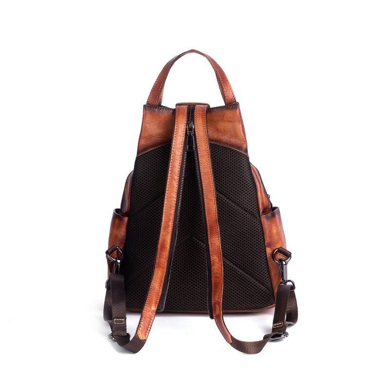Genuine Leather Backpack with Sculpted Detail