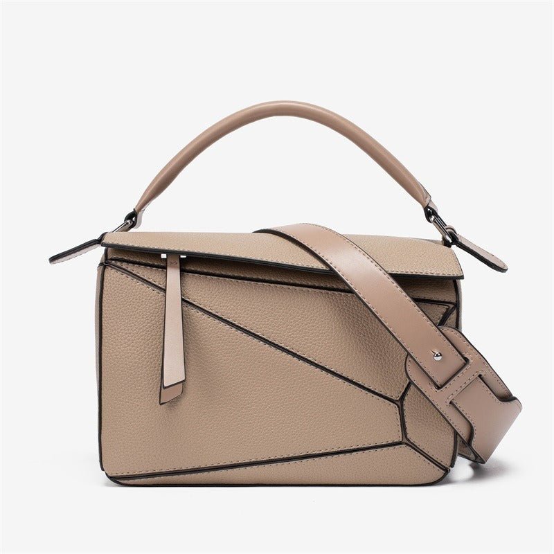 PU Leather Shoulder Bag with Geometric Detail