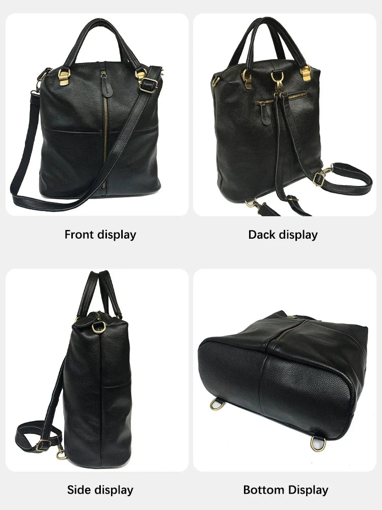Genuine Leather Backpack with Anti-Theft Detail