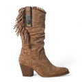 Free-Spirited Fringed Fabric Western Boots