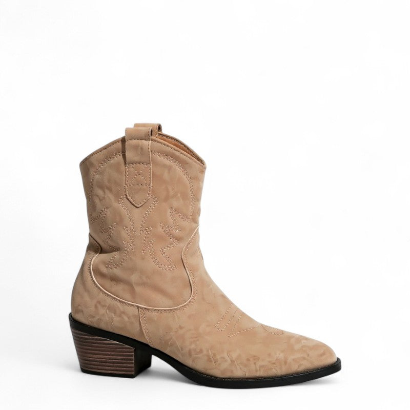 Heritage-Inspired Embroidered Suede Western Boots