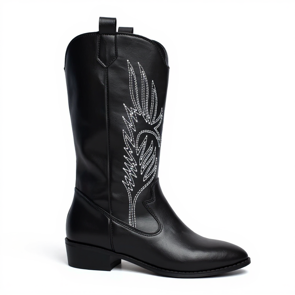 Polished Xylia Glossy Mid-Calf Heeled Western Boots