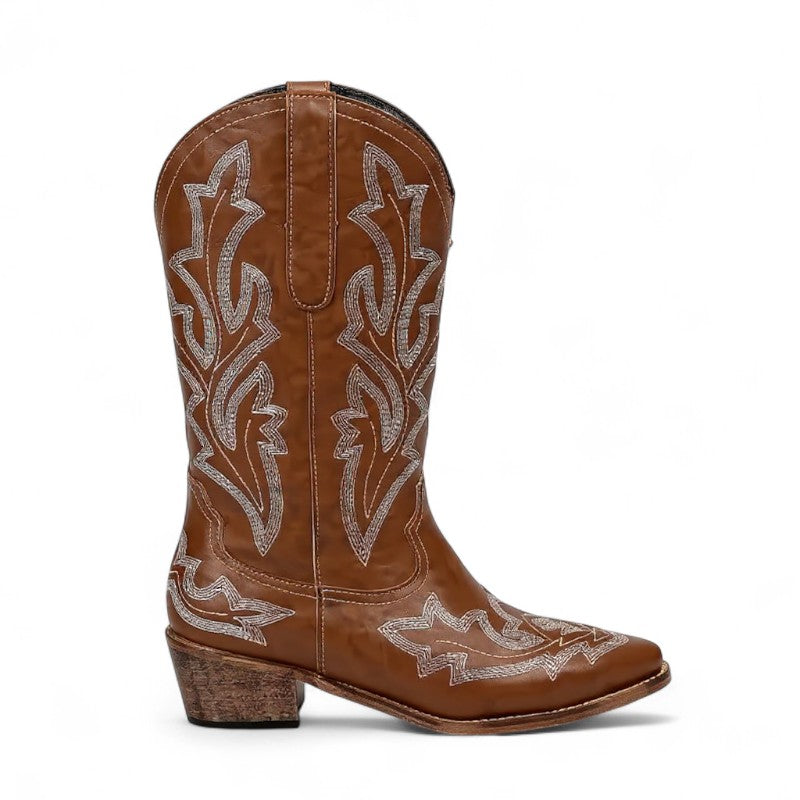 City-Ready Yseult Faux Leather Mid-Calf Western Boots