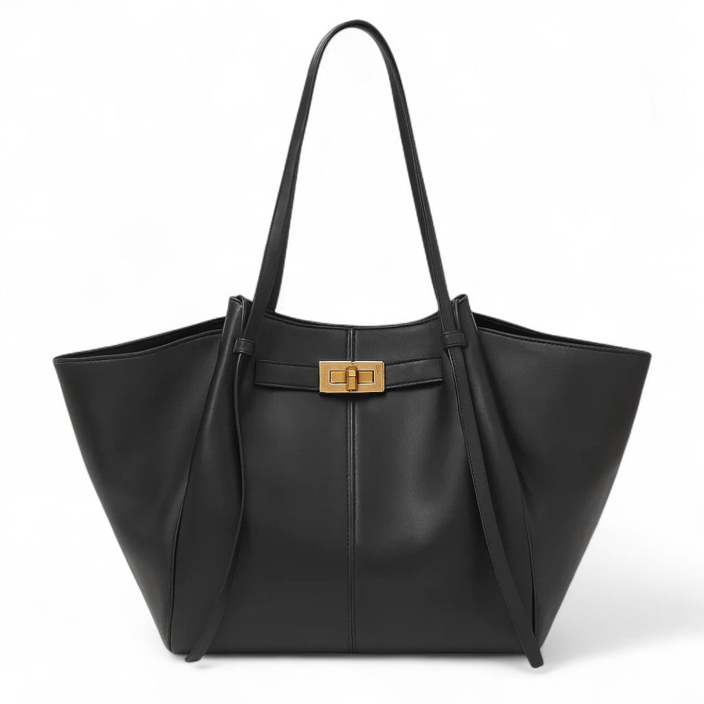 Bold Structured Leather Bag in Bordeaux