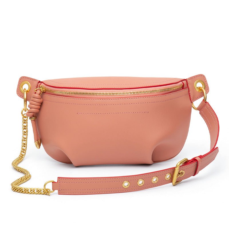 Genuine Leather Chest Bag with Statement Detail