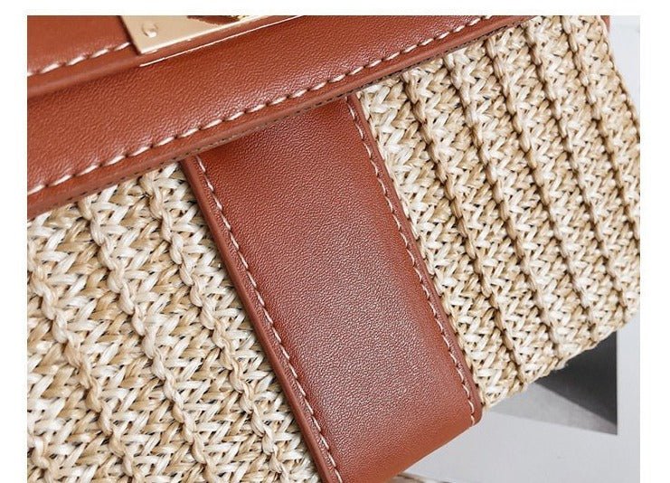 Straw Evening Clutch with Woven Detail