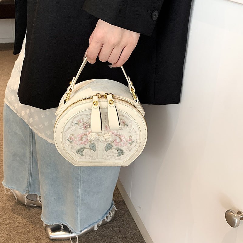 Embroidered Floral PU Leather Crossbody Bag