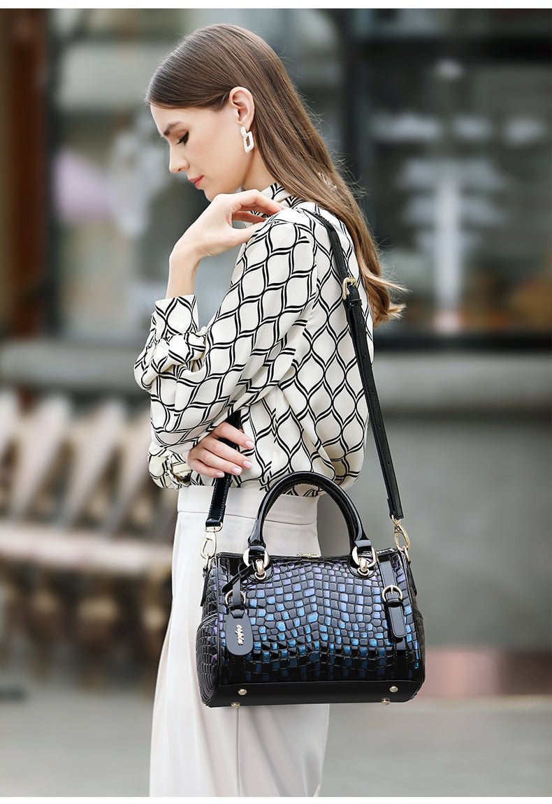 Genuine Leather Tote Bag with Weekend Detail