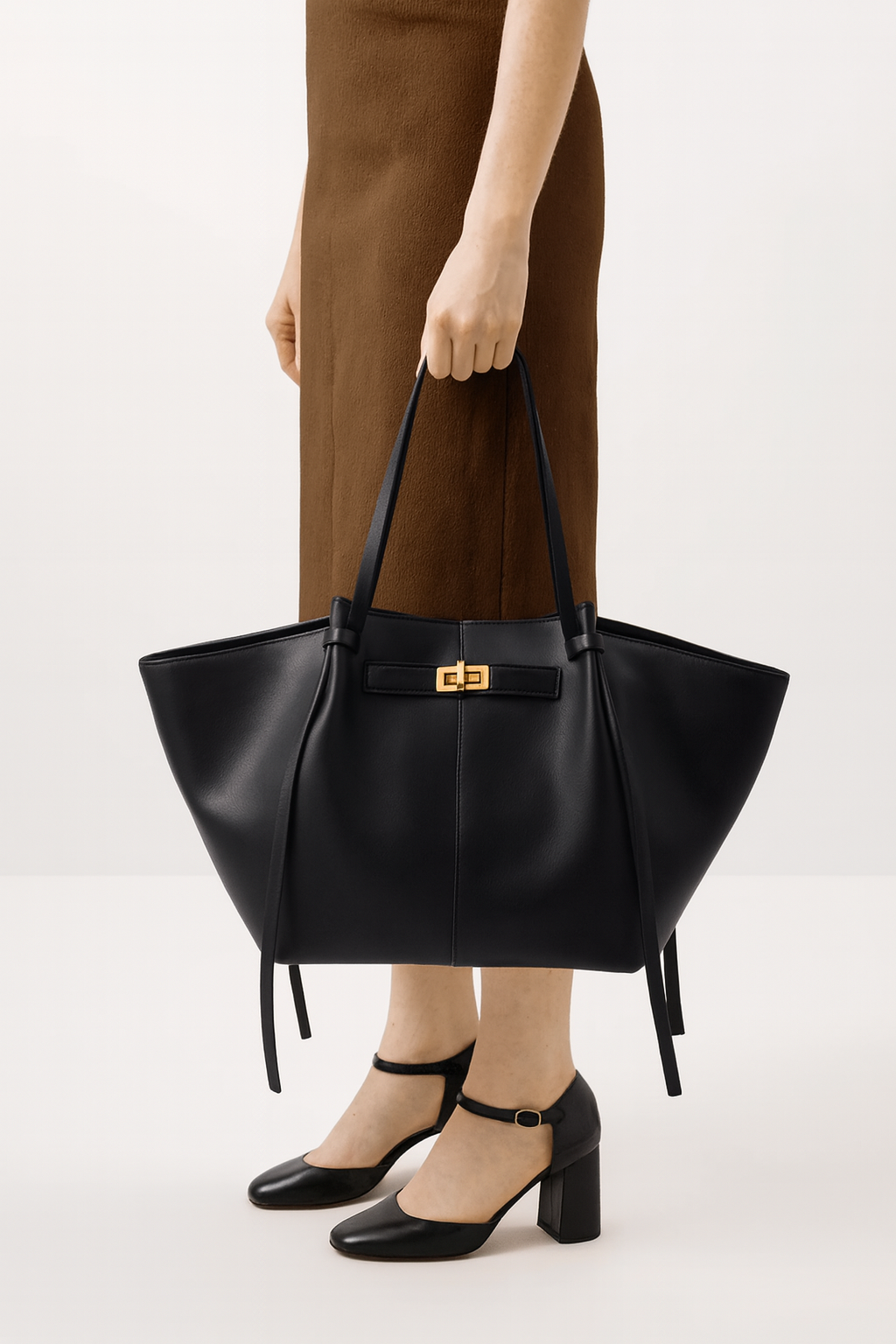 Bold Structured Leather Bag in Bordeaux