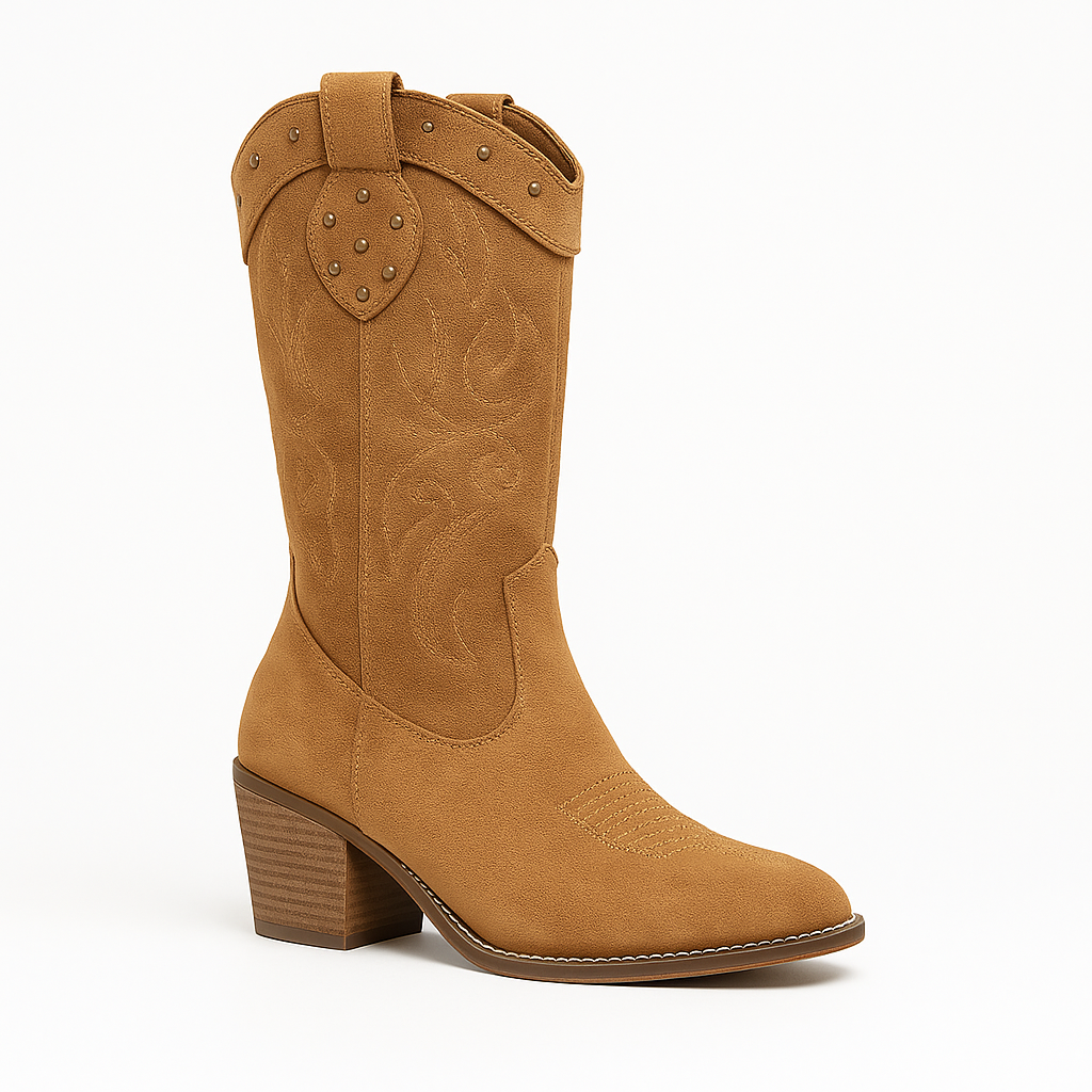Classic Western Suede Mid-Calf Boots