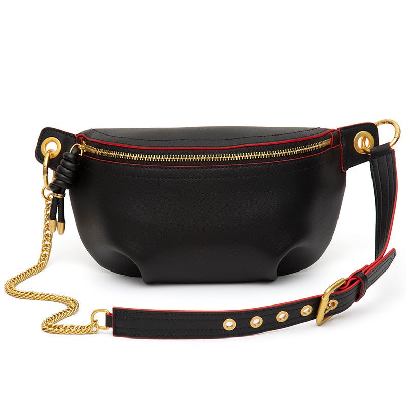 Genuine Leather Chest Bag with Statement Detail