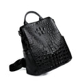 Croc-Effect Genuine Leather Backpack