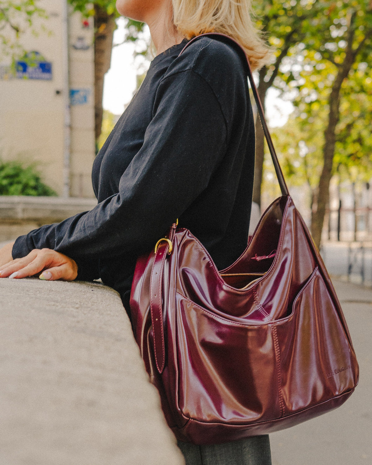 Polished Patent Leather Shoulder Bag