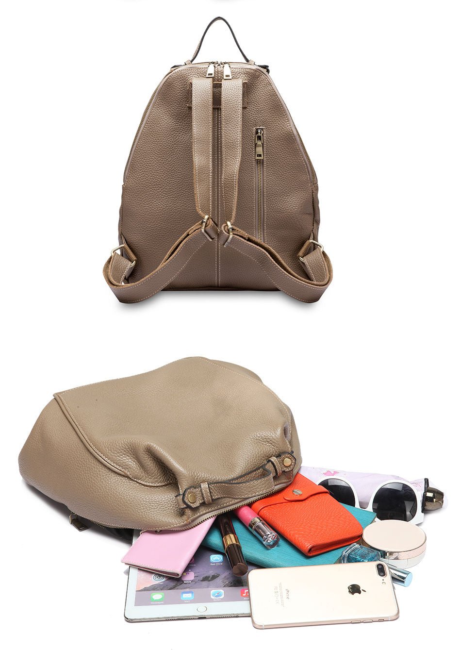Compact Genuine Leather Backpack