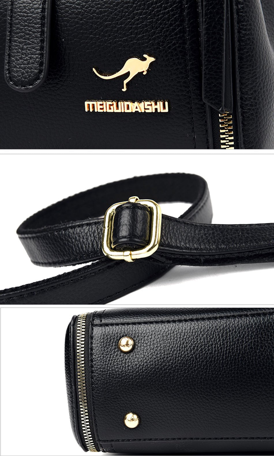 Leather Shoulder Bag with Polished Detail
