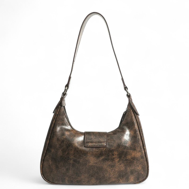 Heritage-Inspired Aged Leather Shoulder Bag