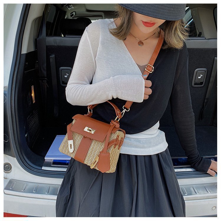 Straw Evening Clutch with Woven Detail