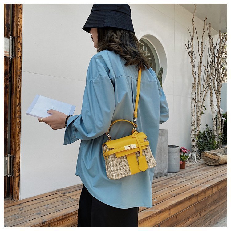 Straw Evening Clutch with Woven Detail