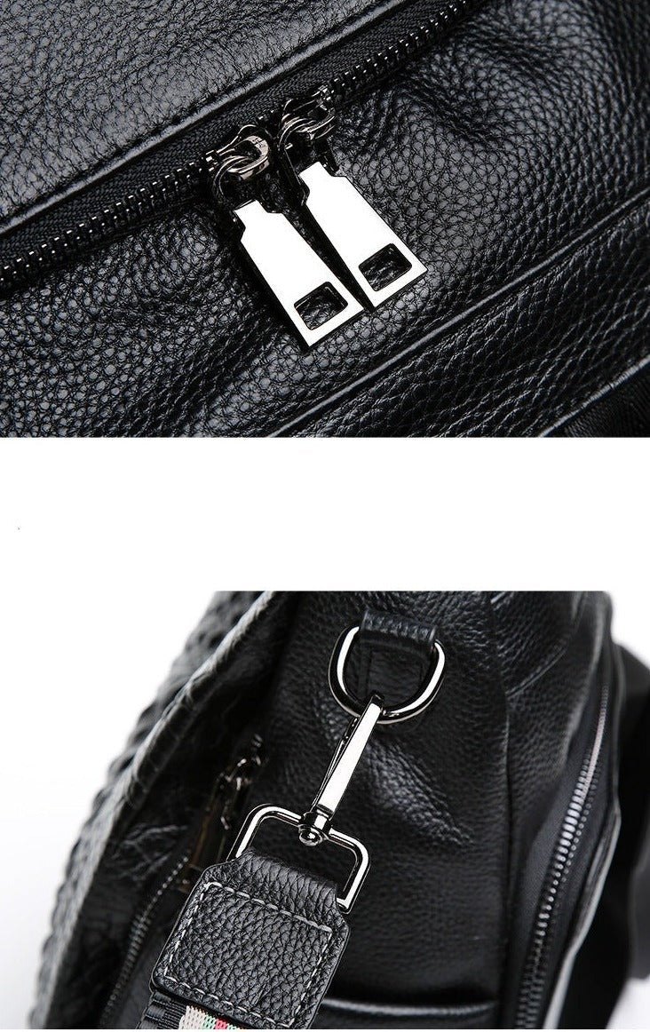 Croc-Effect Genuine Leather Backpack