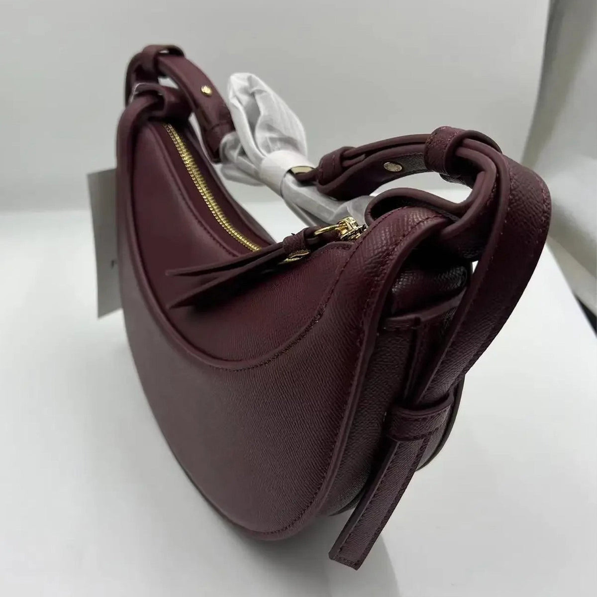 Sculpted Genuine Leather Hobo Bag