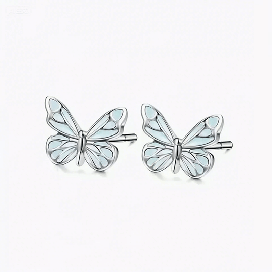 Sterling Silver Earrings with Butterfly Detail
