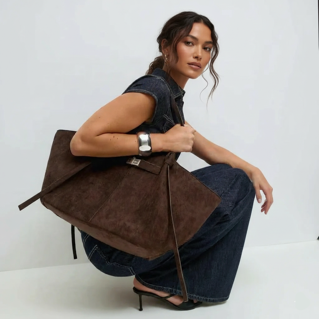 Refined Structured Suede Shoulder Bag