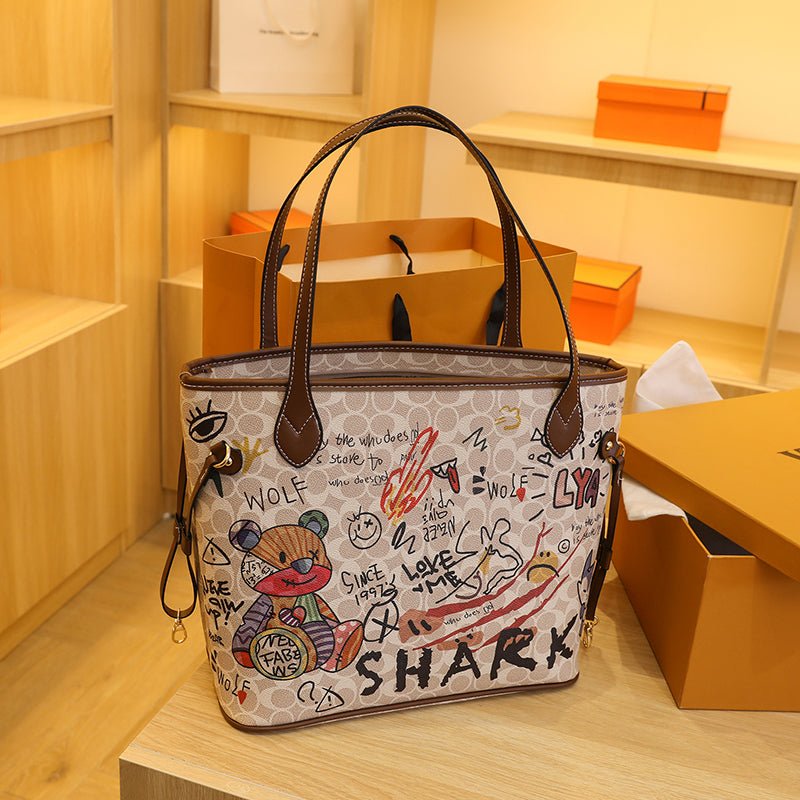 Graffiti-Print Tote Bag