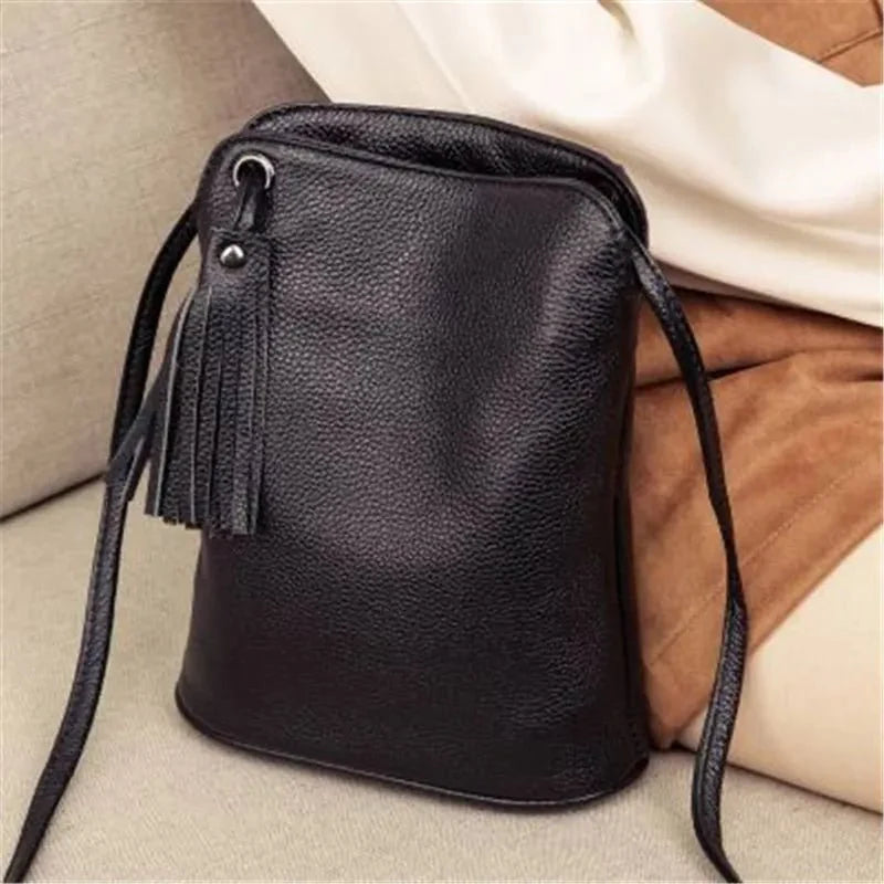 Genuine Leather Crossbody Bag with Mini Detail