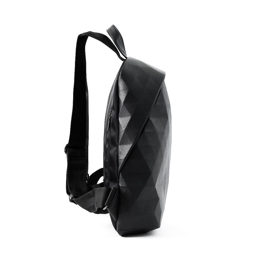 Leather Backpack with Geometric Detail