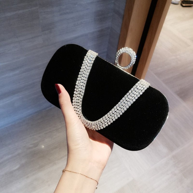 Velvet Evening Clutch with Contemporary Detail