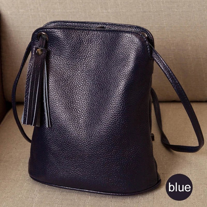 Genuine Leather Crossbody Bag with Mini Detail