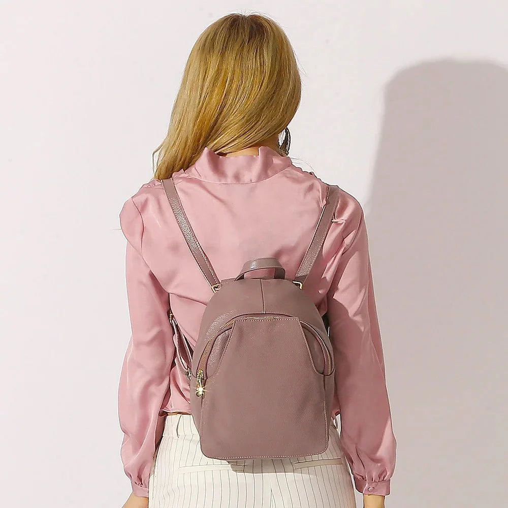 Anti-Theft Backpack in Genuine Leather
