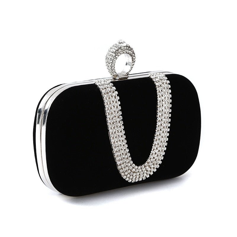 Velvet Evening Clutch with Contemporary Detail