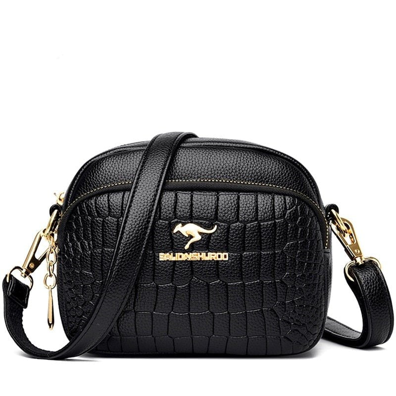 Leather Crossbody Bag with Contemporary Detail