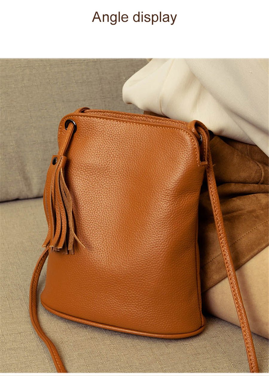 Genuine Leather Crossbody Bag with Mini Detail