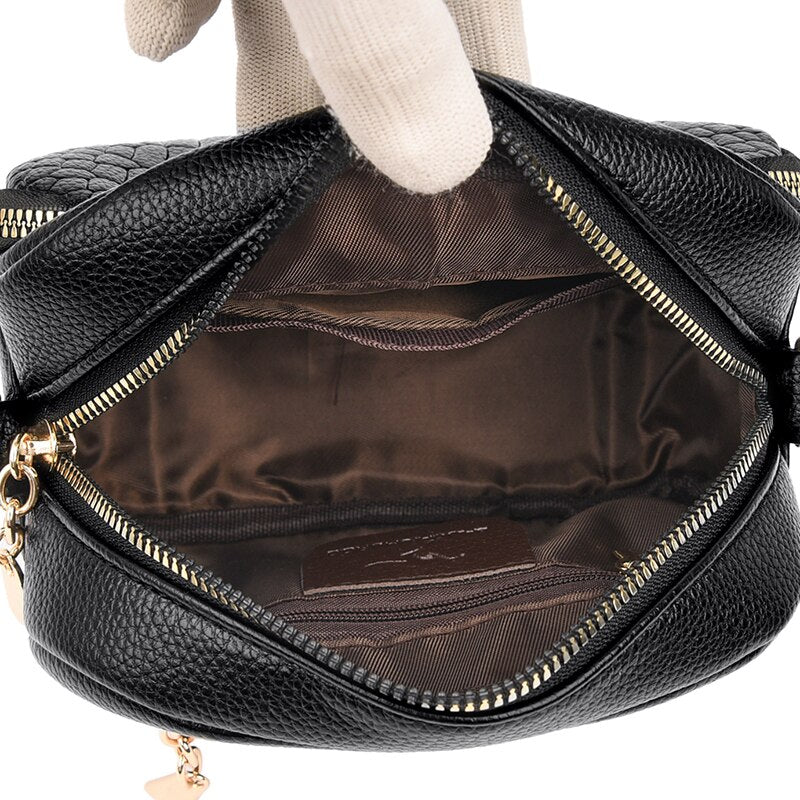 Leather Crossbody Bag with Contemporary Detail