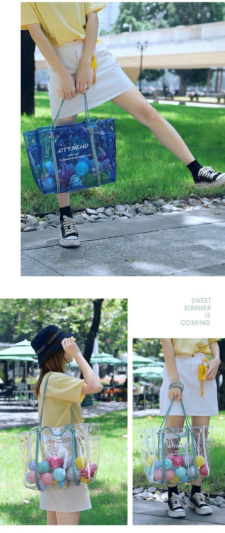 PVC Shoulder Bag with Round Detail