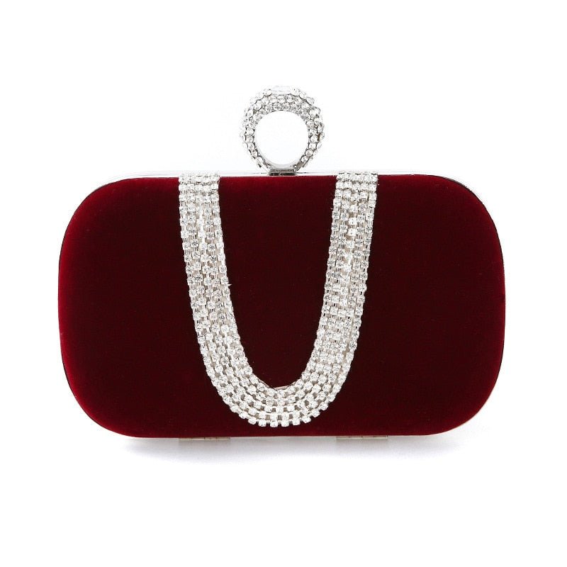 Velvet Evening Clutch with Contemporary Detail