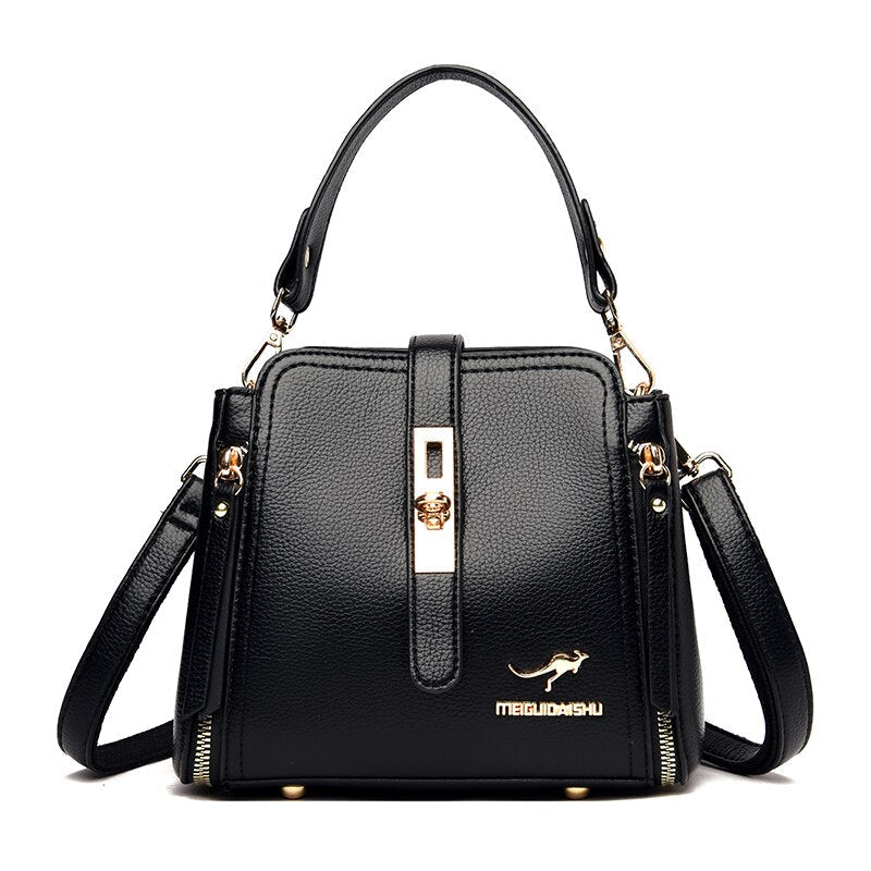 Leather Shoulder Bag with Polished Detail