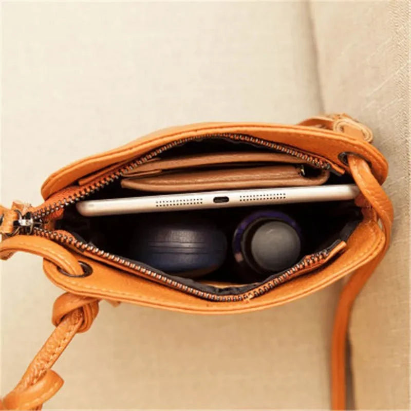 Genuine Leather Crossbody Bag with Mini Detail