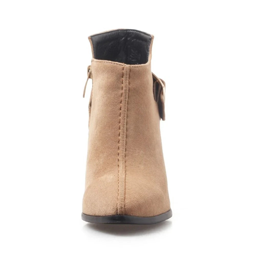 Polished Ivalina Heeled Booties with Buckle Clasp