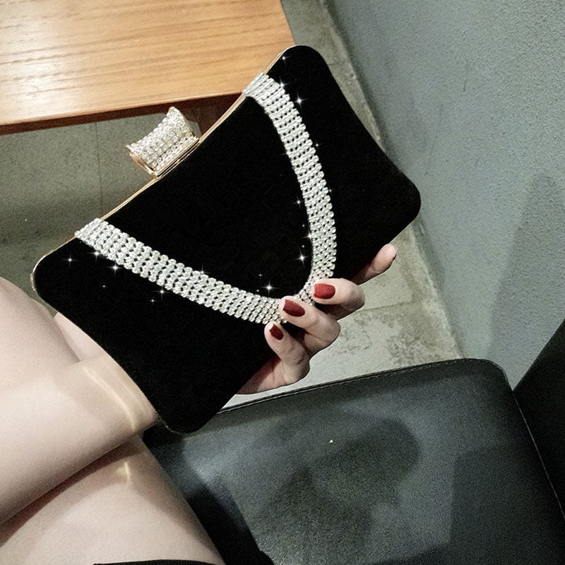 Velvet Evening Clutch with Contemporary Detail