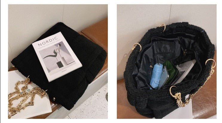 Structured Tote Bag in Faux Fur