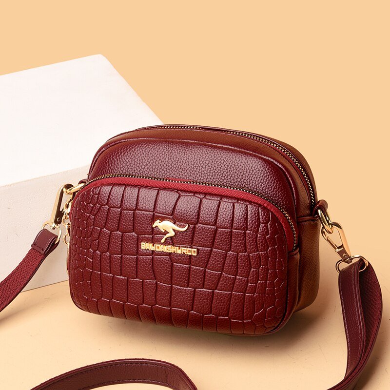 Leather Crossbody Bag with Contemporary Detail