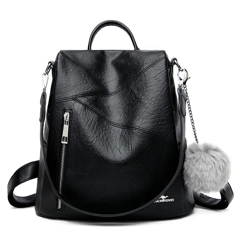 Anti-Theft PU Leather Backpack