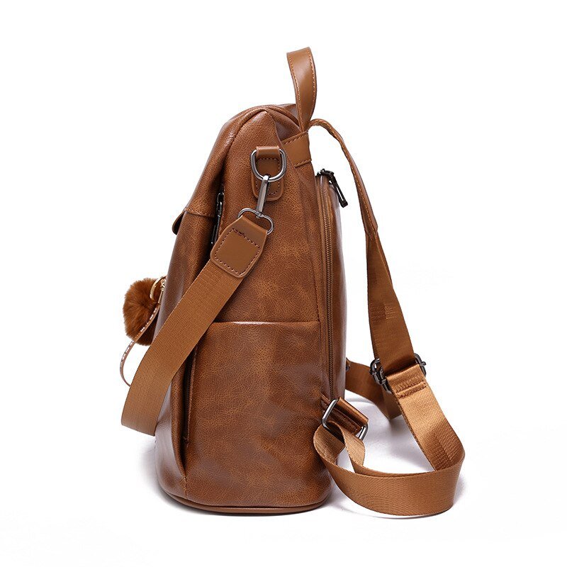 PU Leather Backpack with Essential Detail