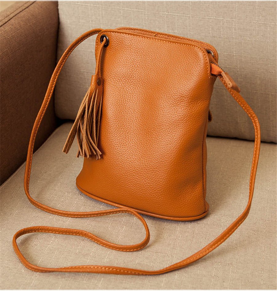 Genuine Leather Crossbody Bag with Mini Detail