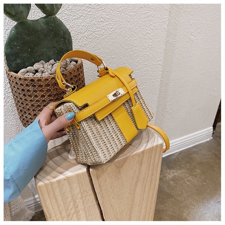 Straw Evening Clutch with Woven Detail