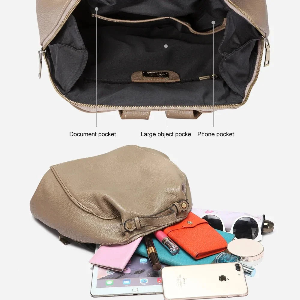 Compact Genuine Leather Backpack
